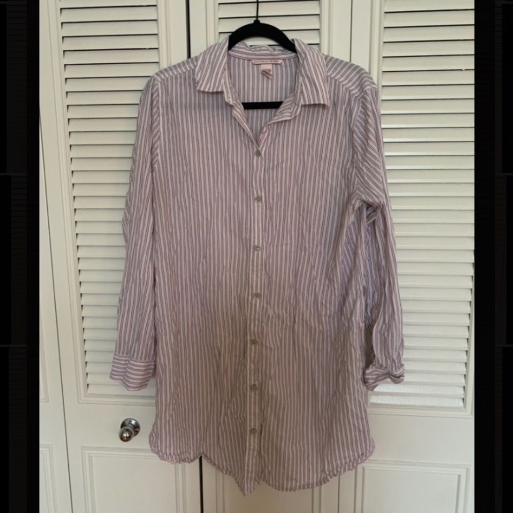 Victoria’s Secret striped button down sleep shirt